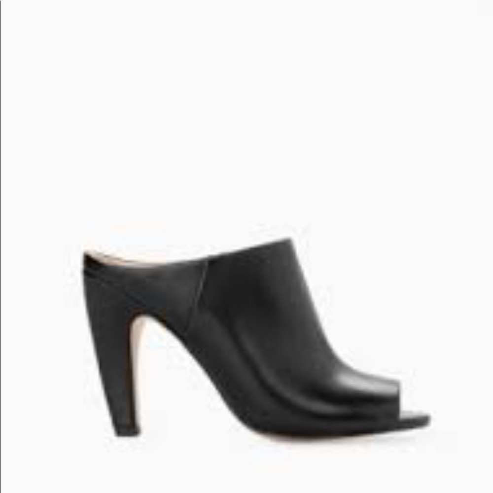 Mango peep toe black high heel mule